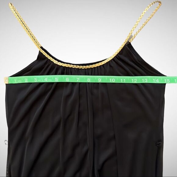 Vintage 90’s Jump Apparel Black Lined Maxi Dress Gold Braided Straps XS - Picture 6 of 8